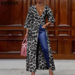 Leopard Printed Tops Women Irregular Blouse 2020 VONDA Bohemian Vintage Half Sleeve Party Tops Beach Long Shirts Plus Size 5XL